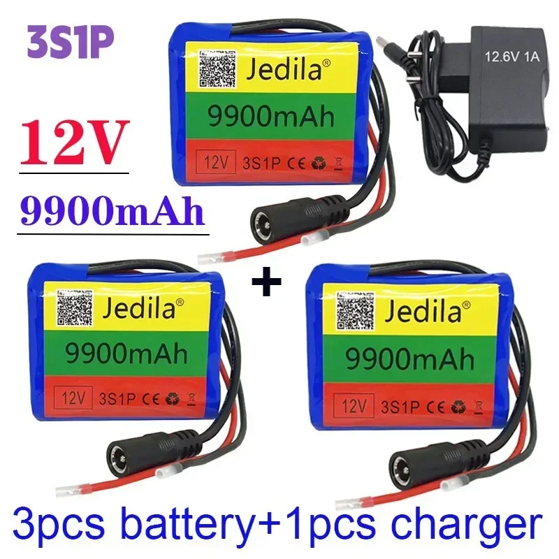 100% nuovissimo 12V 9900mAh 3s1p batteria al litio 18650 batteria al litio scheda di protezione + caricabatterie 12.6V
