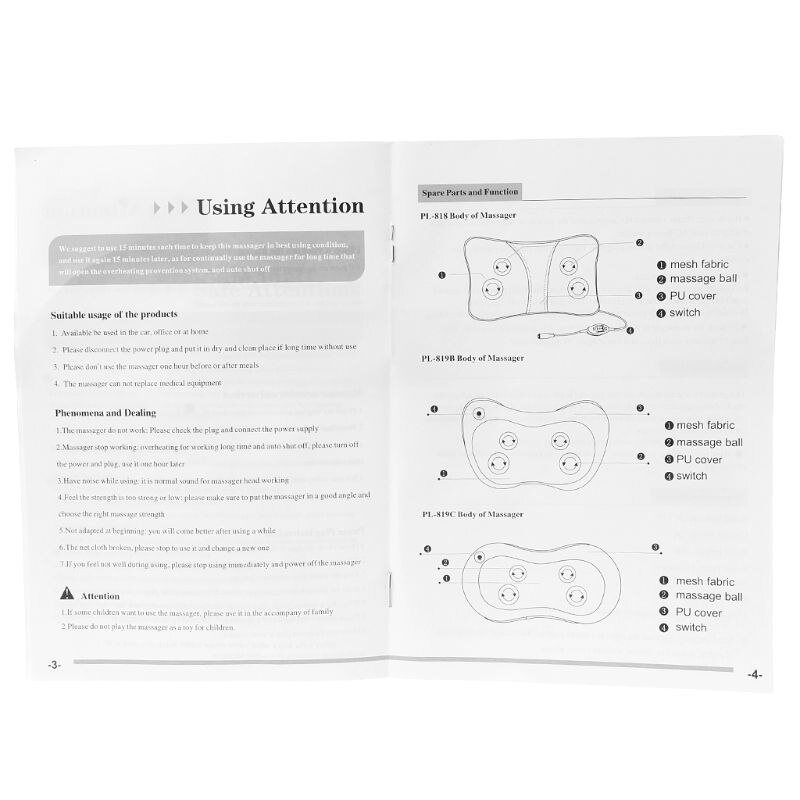 Almohada de masaje eléctrica para el hogar, Shiatsu masajeador cojín para el cuello, Lumbar, calor para el coche, RXJC