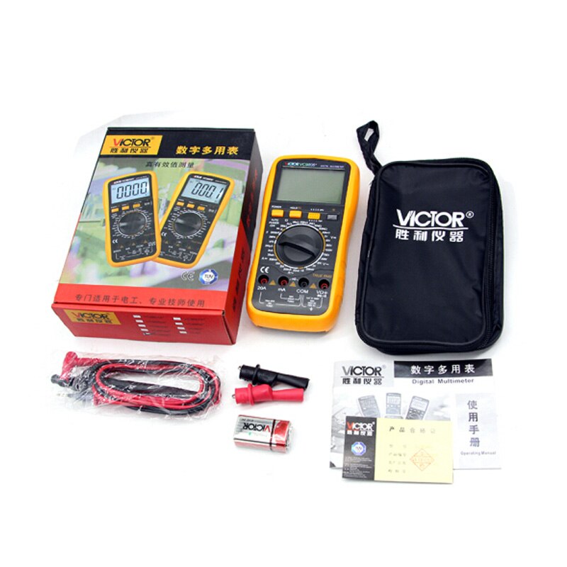 VICTOR VC9806+ Digital Multimeter DMM Ammeter Voltmeter Ohmmeter w/ Capacitance Frequency & hFE Test