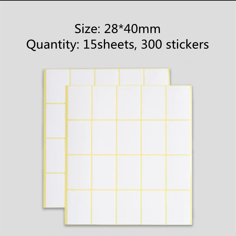 15Sheets Paper Self Adhesive Sticky White Label Name Stickers Blank Note Label Bar DIY Stationery Sticker Various Sizes Optional: Silver