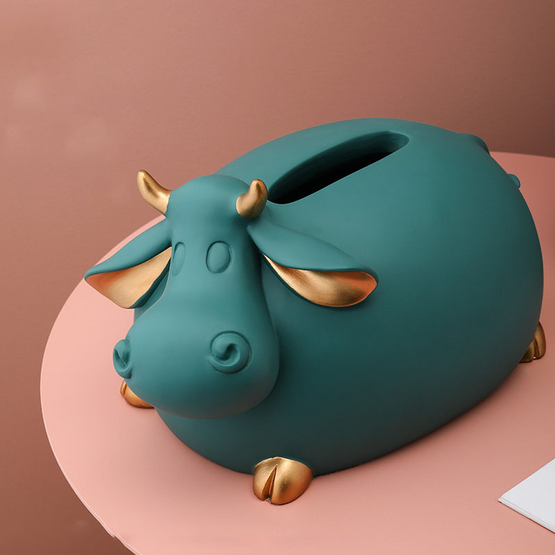 Light Luxury Wooden Tissue Box Western Restaurant Desktop Tissues Organizer Cow Shape Napkin Boxes Home Decoration