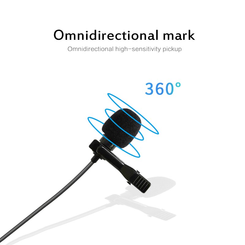 Microphone MB-Q01 6m Clip-on Lavalier Mini Audio 3.5mm Collar Condenser Lapel Mic for recording Canon / iPhone DSLR Cameras