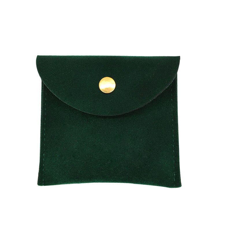 8x8cm Envelope velvet Bags Velvet Jewelry Packaging Pouch with Snap Fastener Dust Proof jewelry Storage: dark green