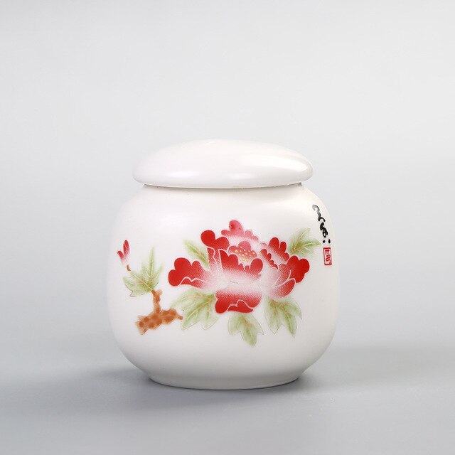 White Ceramic Pet Ashes Urn Cremation Ash Holder Small Animal Pet Parrot Bird Funeral Memorial Casket Burial Urns In Niche: peony2