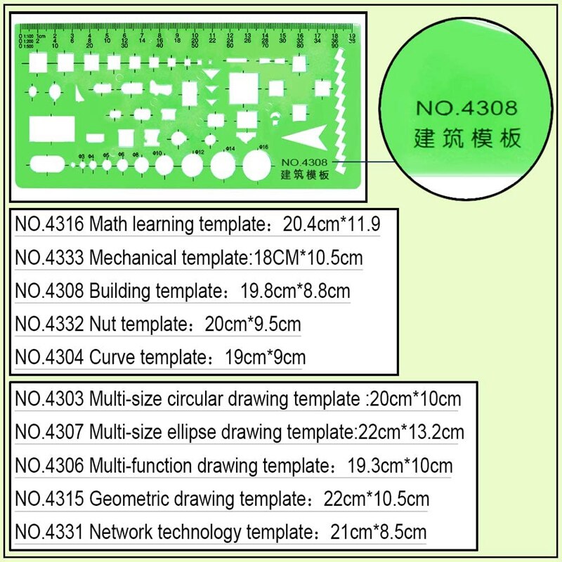 10 Pcs Measuring Plastic Templates Circle Template Geometric Drawing Templates Building Jewelry Formwork Rulers