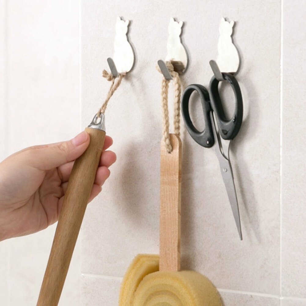 2 sztuk samoprzylepne haczyki ścienne mocny klej łazienka metal kot ściany wzory naklejki drzwi wieszak robić ręczników
