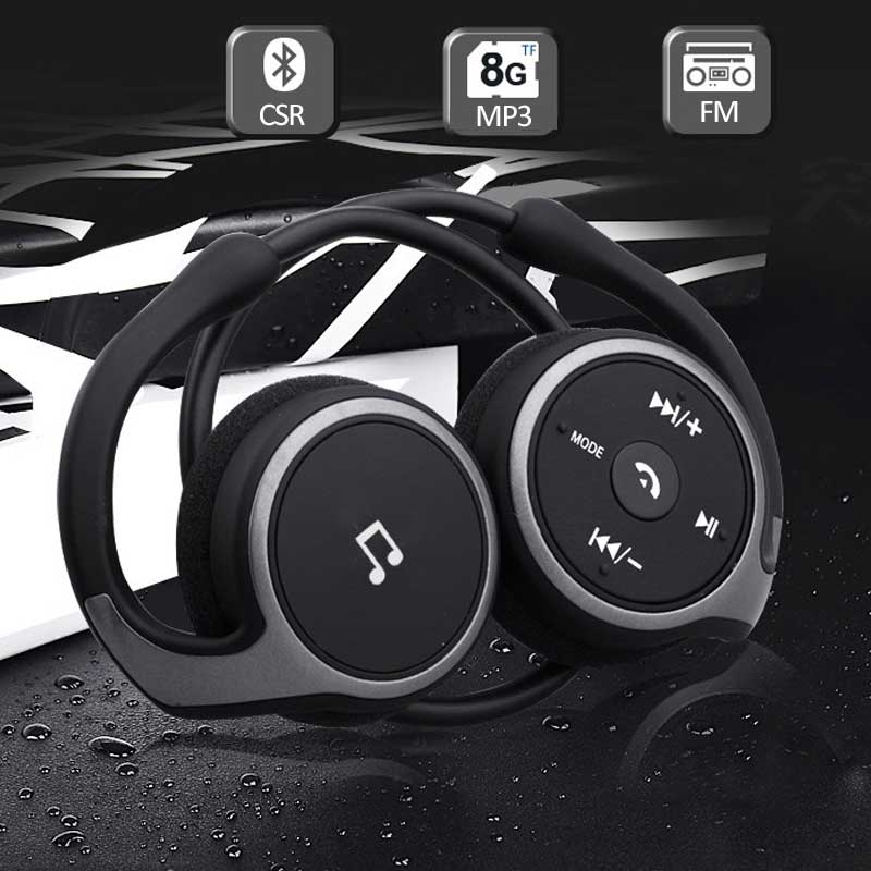 Casque Bluetooth tour de cou sur l'oreille Bluetooth casques d'écoute avec Micro Radio FM Micro SD carte fente Sport confortable écouteurs blanc noir
