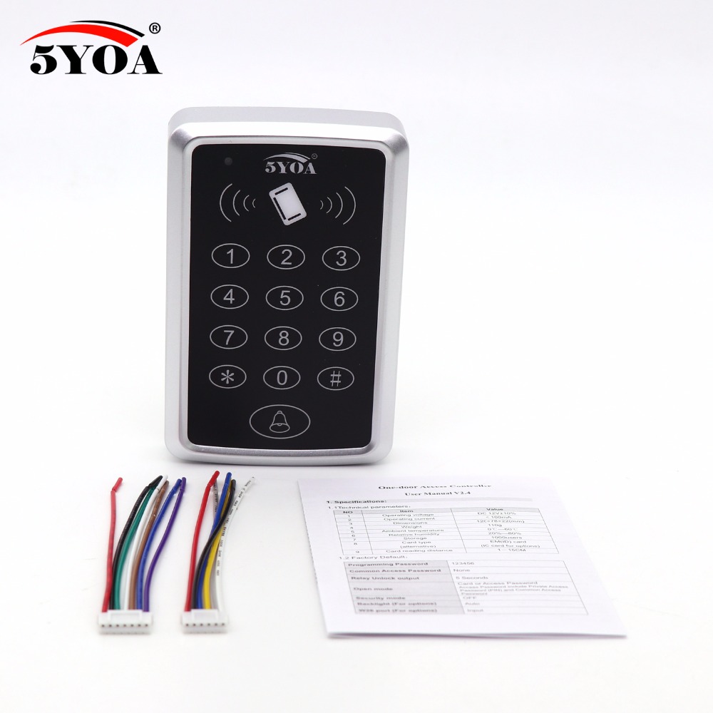 5 yoa rfid adgangskontrolsystem enhed maskinkort tastatur nærhed dørlås tag em id tastatur nøglering controller