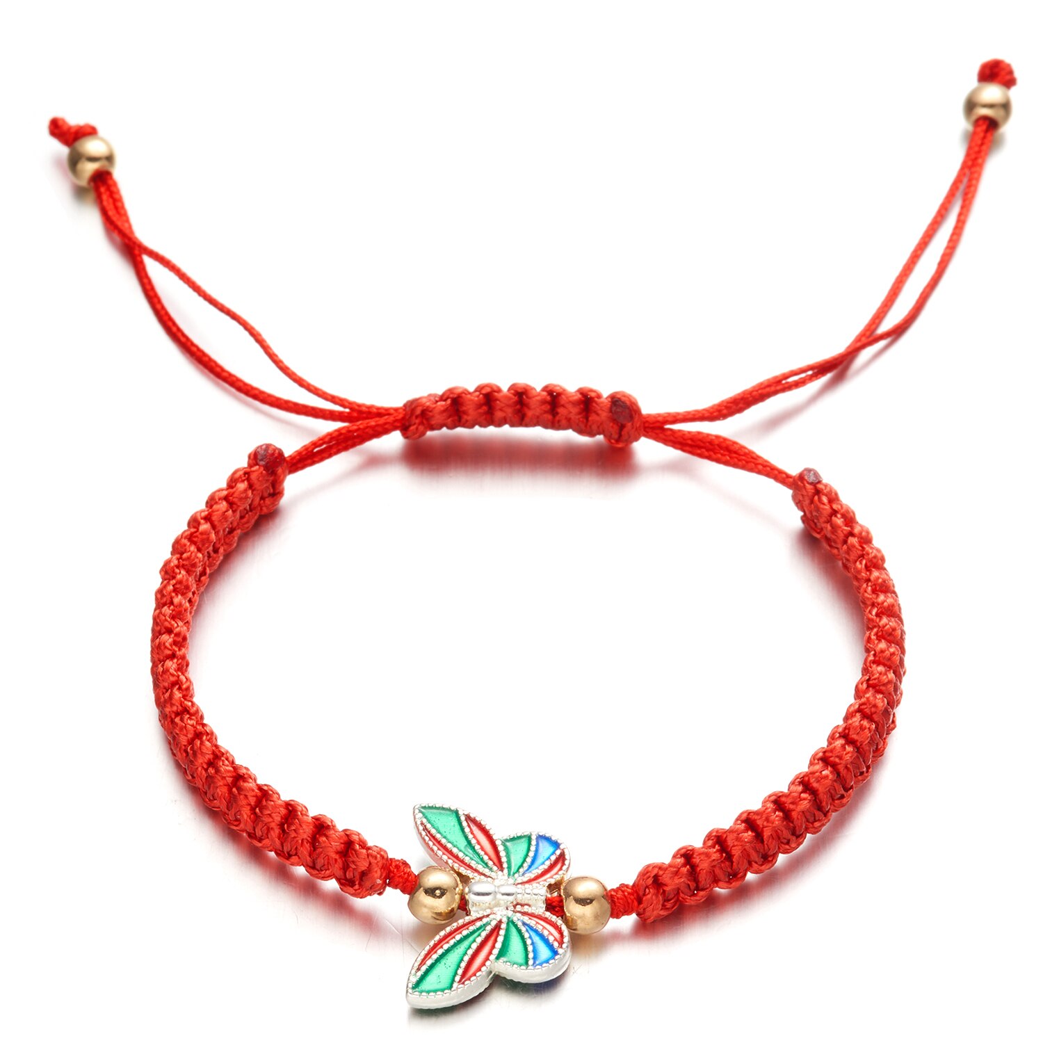 Pingente de borboleta trançado pulseiras moda corda vermelha artesanal tecido sorte charme pulseiras pulseiras jóias para meninas presentes: BR21Y0366-2