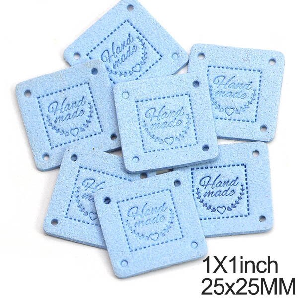 Étiquettes carrées en Fiber de cuir faites à la main pour vêtements, accessoires de couture, en forme de cœur, 25MM, 20 pièces: 07