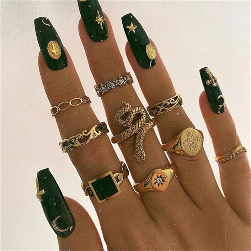 17 teile/satz Böhmischen Geometrische Schlange bilden Knöchel Ringe einstellen Für Frauen Kristall Finger Ring Weiblichen Boho hochzeit Schmuck