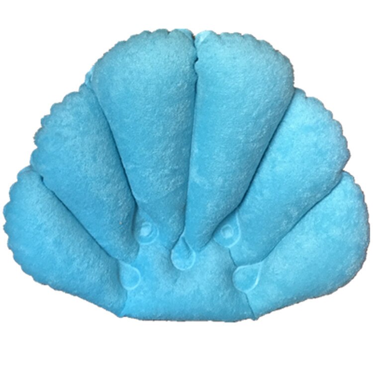 Pvc uppblåsbar kudde skalformad badkarskudde med sugkopp baby shower skyddskudde mjuk spa nackbad kudde: Default Title