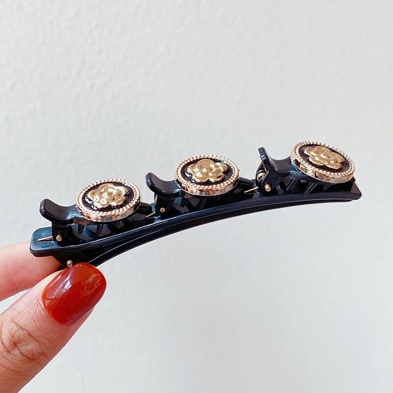 Horquillas trenzadas con perlas y flores para mujer, pinzas decorativas para el cabello, pasadores de sujeción, diadema, accesorios para el cabello: 7