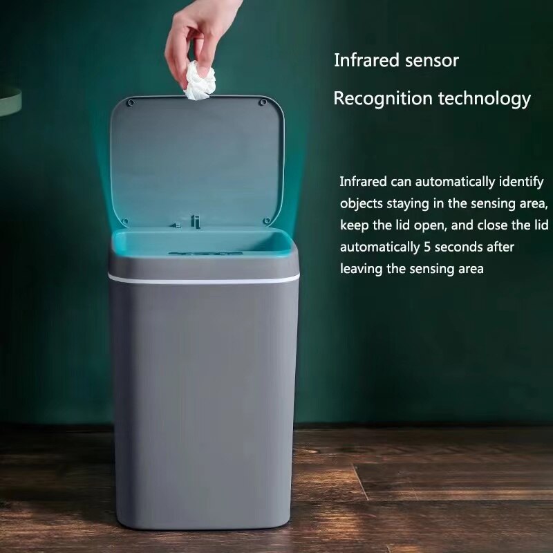 Intelligent Trash Can Automatic Sensor Dustbin Smart Sensor Electric Waste Bin Home Rubbish Can For Kitchen Bathroom Garbage
