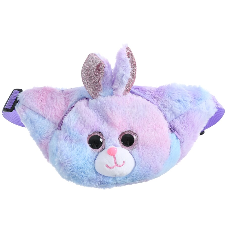 Cute Unicorn Children's Fanny Pack Girls Waist Bag Plush Toys Belt Gradient Color Chest Bag Cartoon Coin Purse Travel Chest Bag: Rabbit purple