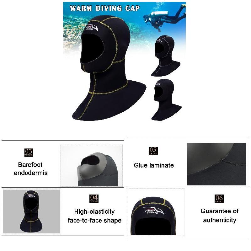 3MM Neoprene Scuba Diving Hood with Shoulder Wetsuit Hood Snorkeling Hat Headgear ALS88