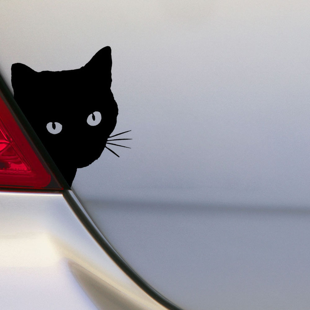 Auto Zwarte Kat Gluren Stickers Grappige Vinyl Decal Auto Sticker Decoratie Decals 15*12Cm 1/2Pcs