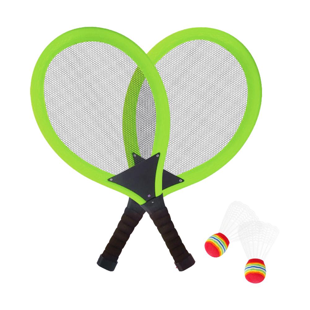 Ledet lysende badminton ketcher sæt letvægts badminton fjerbold spil sæt til udendørs indendørs sportsaktiviteter: Grøn