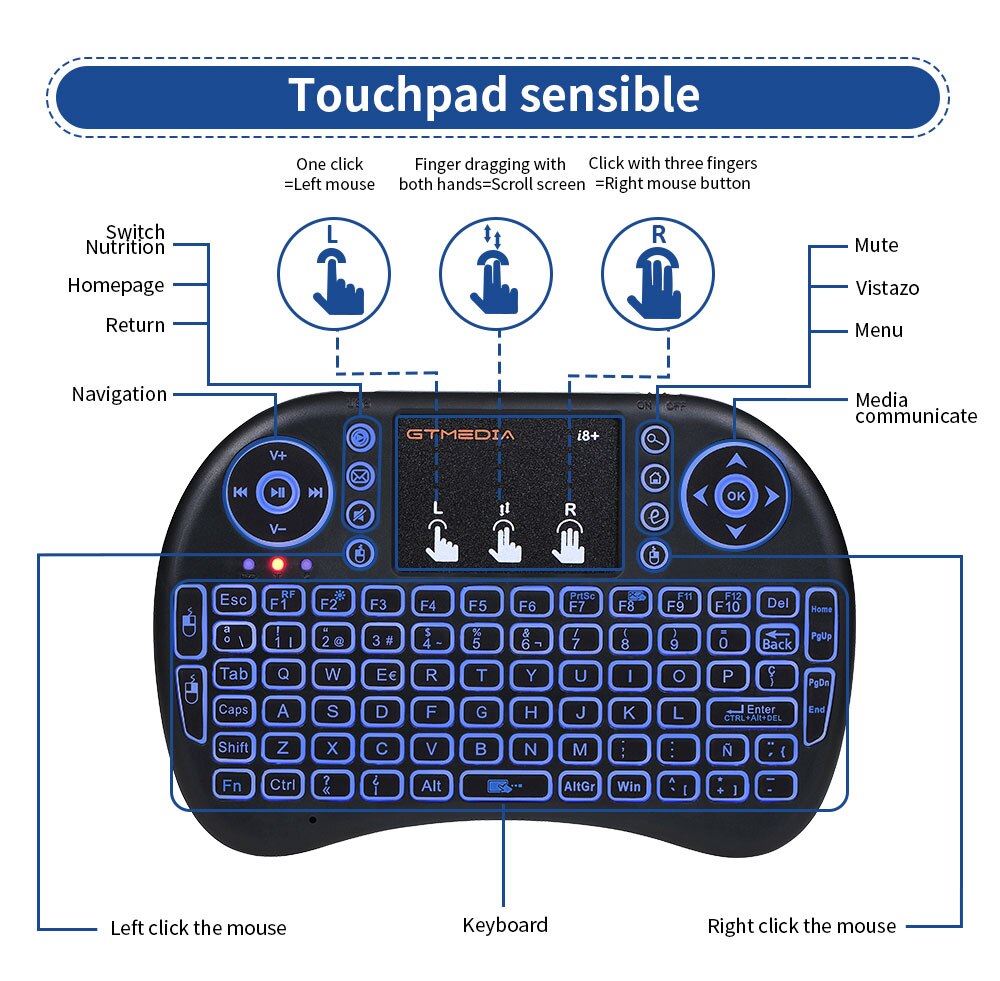 GTmedia Handheld i8 Mini Wireless Keyboard 2.4GHz Russian English Language Air Mouse With Touchpad for Laptop Android TV Box PC
