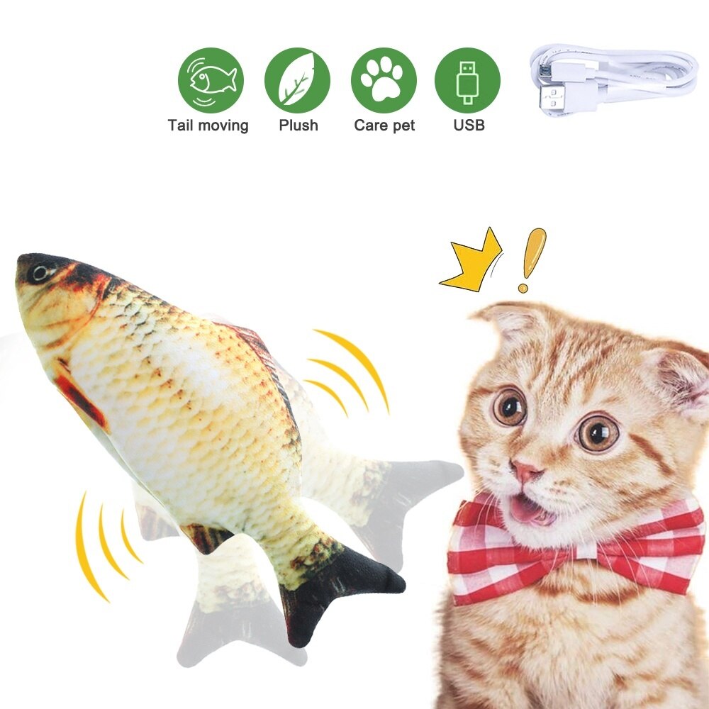 Drôle interactif animaux oreiller électrique Wagging poisson chat jouet cataire Kicker jouets mâcher morsure coup de pied électrique mobile poisson chat jouet réel