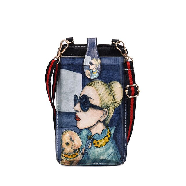 Newly Universal Card Wallet Shoulder Strap PU Leather Phone Bags For Samsung Galaxy Note 10 S10 5G Pro Lite Plus 9 A80 A50: B5 Morden Girl
