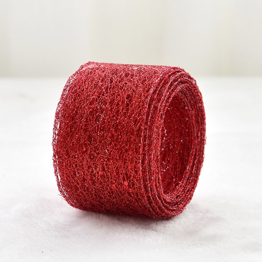 2m glitter julebånd til håndværk bryllup dekorative bånd gør-det-selv tilbehør fest hjemmehåndværk indpakning: Rød