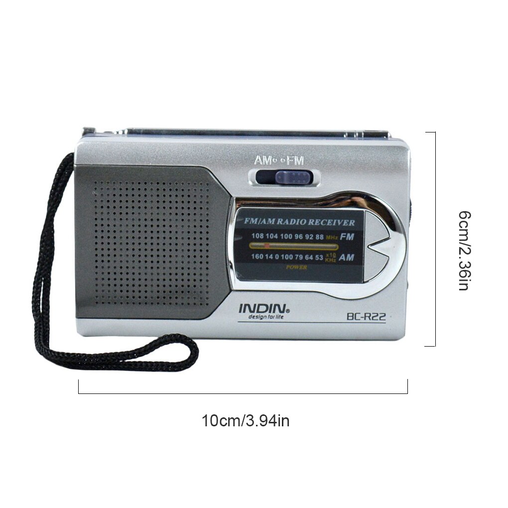 BC-R22 Mini Portable Radio Handheld Digital AM/FM Telescopic Antenna Radio Receiver for Walking Travelling: Default Title