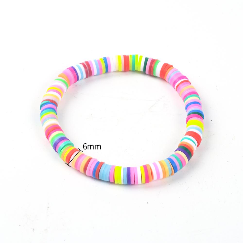 6mm Recycelbar Polymer Ton Rabatt Perlen strecken-Armbänder Für Frauen Femme Boho Gemischt Farbe Surfer Armbinde Handgemachten Schmuck