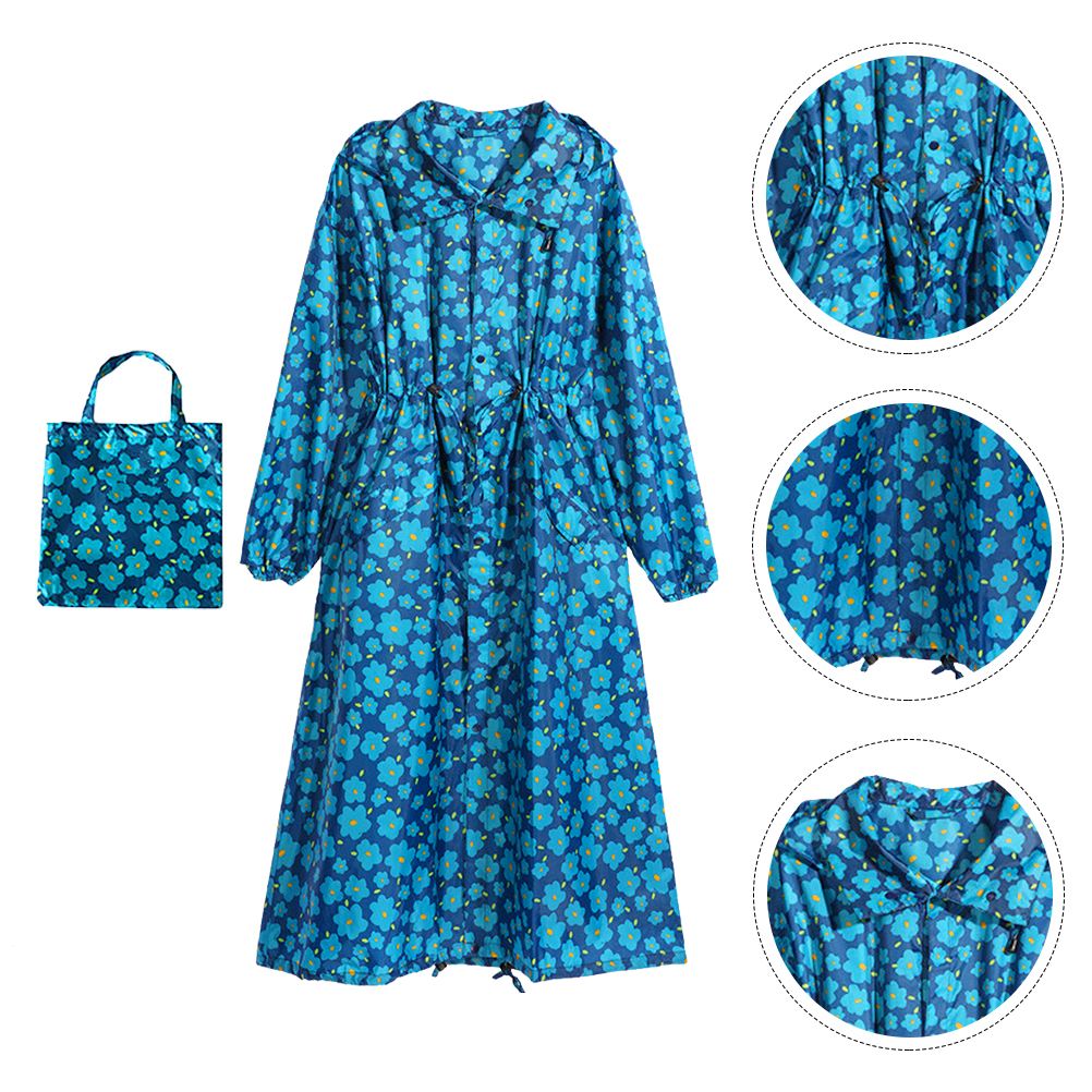 Women Waterproof Hooded Raincoat Light Foldable Windproof Long Rainwear