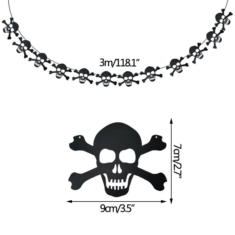 Halloween Paper String Banner Orange Pumpkin Bat Spider Skull Paper Garland Halloween Party Home DIY Hanging Bunting Decorations: A05