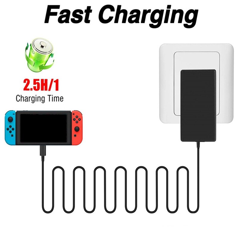 Netzteil für nintendo switch 15v, 2.6a usb-c-ladebuchsen für nintendo switch dock/controller, us-stecker
