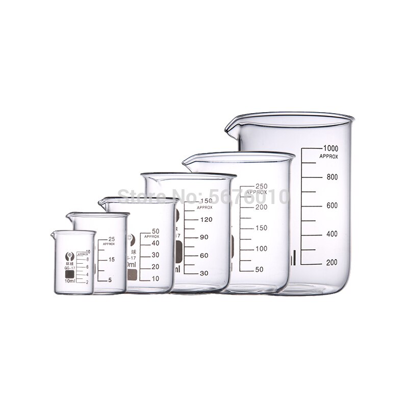 Vaso de vidrio de borosilicato para laboratorio, 1 Juego de , todos los tamaños, equipo químico, todos los tamaños, vaso de medición Pyrex