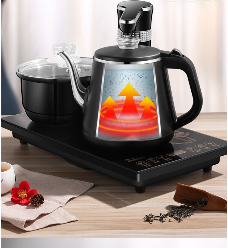 Electric Kettles household tea pot set 1.0L capacity stainless steel safety auto-off function, black