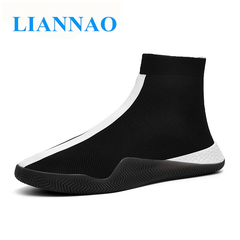 Mode Hoge Top Casual Schoenen Voor Mannen Ademende Flats Mannen Sneakers Elasticiteit Mannen Sok Schoenen Wandelschoenen tenis masculino