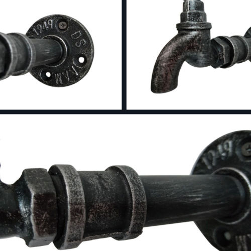 2pcs/set Storage Holders Vintage Retro Black Iron Industrial Pipe Shelf