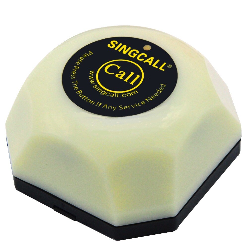 wireless school calling system ,white single call button,guest call waiter system,with removable waterproof base