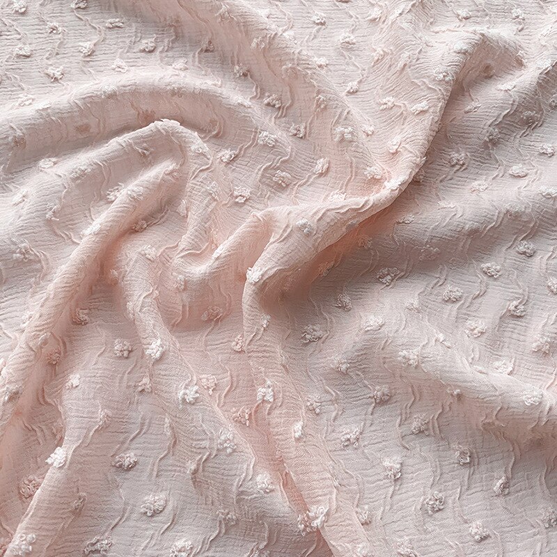 3D Brocade Chiffon Wavy Crinkle Fabric Nano-crepe Furry Jacquard Fringed Fabric Dress Fabric