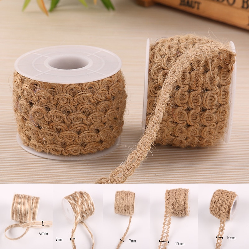 Rubans hessiens en toile de Jute naturelle, 5M, ficelle de lin, ficelle pour , emballage, fête de mariage, bricolage, ruban en lin décoratif