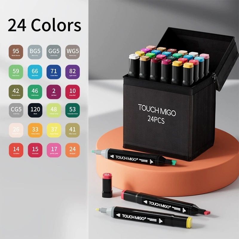 24-80 Colors Alcohol Felt Markers Pens Oily Double Tip Permanent Artist Art School Supplies Manga Sketching Markers Student: WHITE