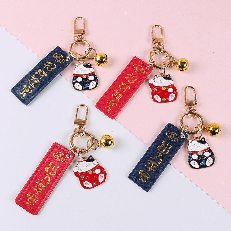 Carino Gatto Fortunato Portachiavi Pendente Del Telefono Campane Accessori Degli Amanti Delle Signore Del Sacchetto di Chiave Dell'automobile Anello Pendenti Con Gemme E Perle