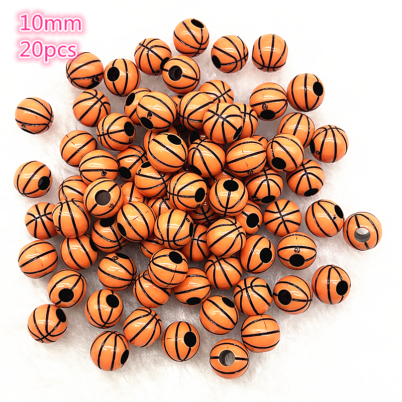 10-20 piezas deporte Rugby tenis baloncesto fútbol voleibol cuentas espaciador cuentas acrílicas para fabricación de joyería DIY pulsera collar