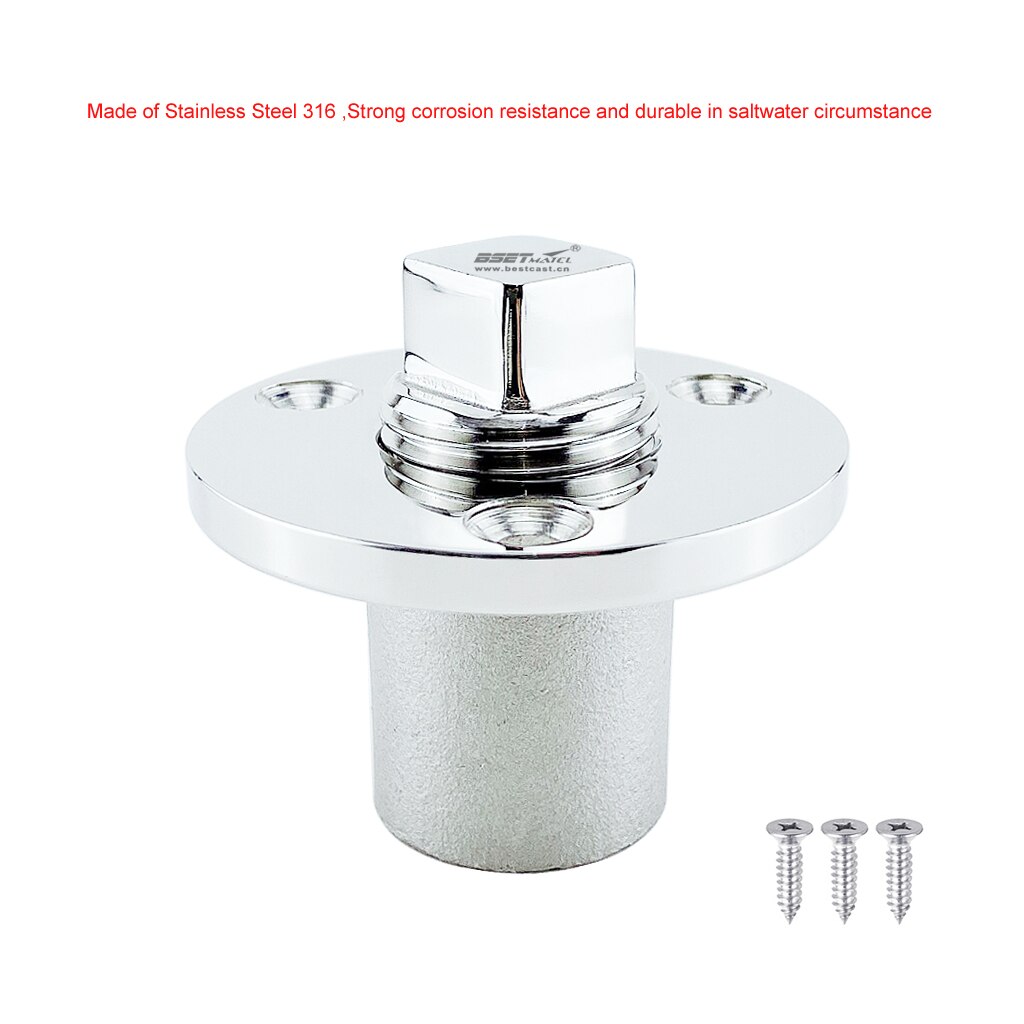 Universal 25mm Stainless Steel 316 Boat Garboard Drain Plug Bung Hole Drainage Marine Dinghy Transom Hardware Accessories