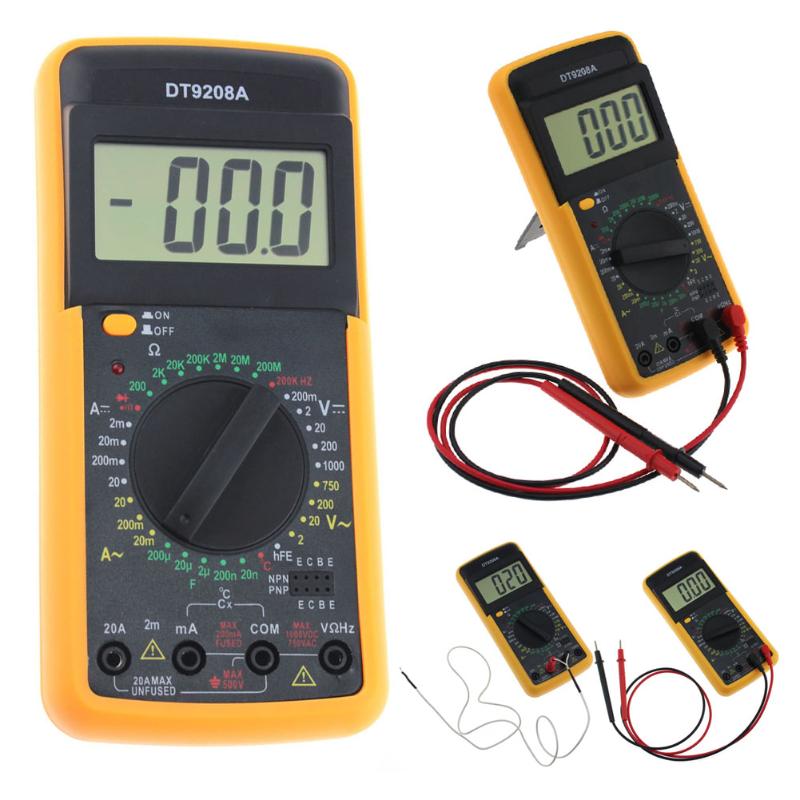 DT9208A LCD Digital Multimeter Electric Handheld Ammeter Voltmeter Resistance Capacitance Tester AC DC