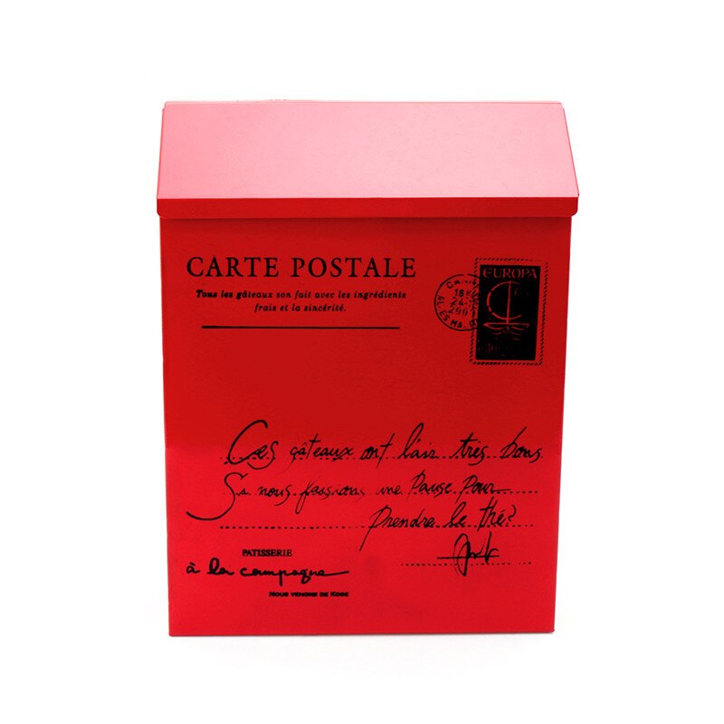 Buzón postal pastoril de metal con retro americano, cubo moderno para montar en la pared, caja de periódicos, decoración de jardín: Red