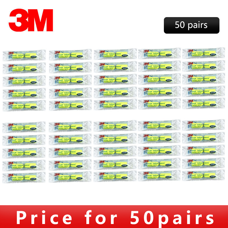 3m kule ørepropper ea-rsoft gul neon 312-1250 elastiske støyreduksjon trådløs nrr :33db/ snr :36db lt086: 50 stk