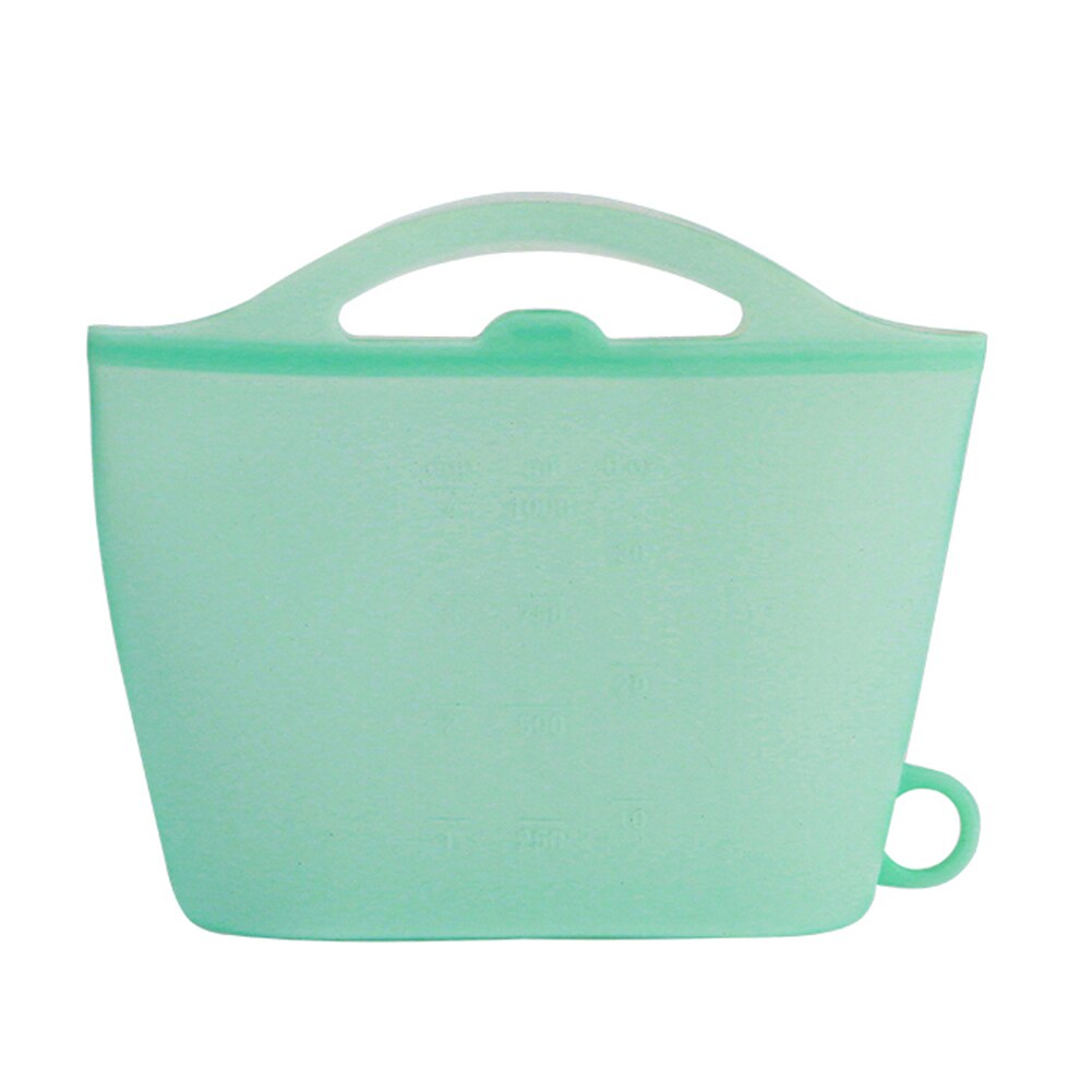 Bolsa de silicona reutilizable con cierre Ziplock para almacenamiento de alimentos, sello hermético para microondas, bolsa de almacenamiento manual, 1 Uds.: Green