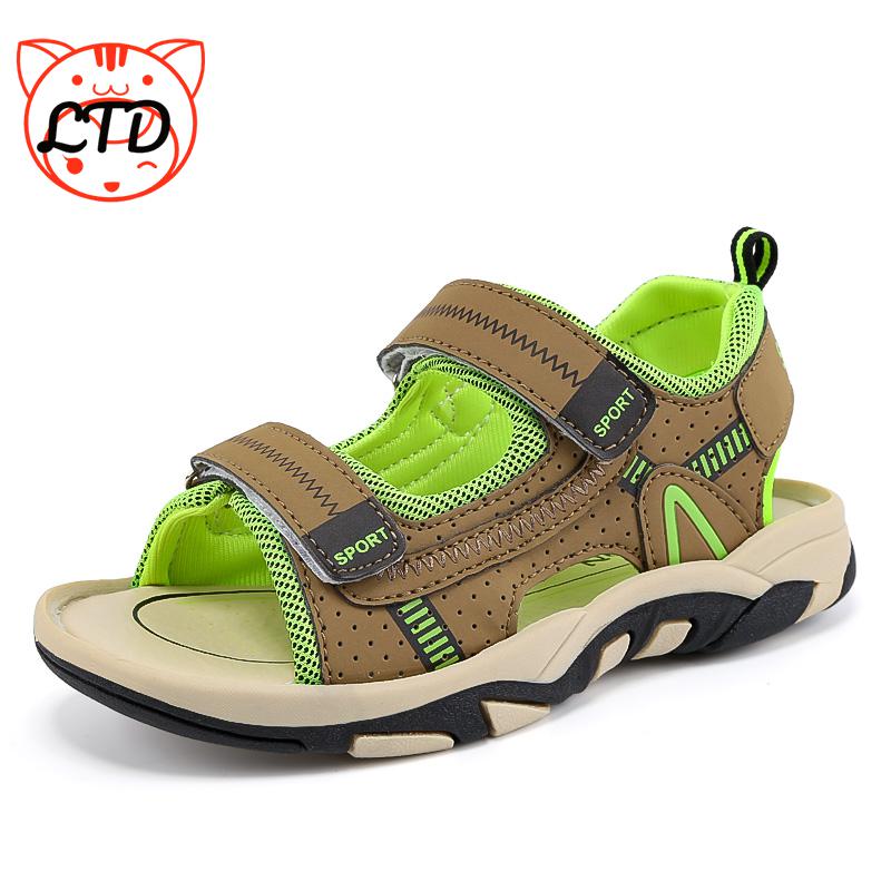 Kid Sandals for Boys Girls Children Shoes Cut-outs Rubber Leather School Shoes Breathable Open Toe Casual Sandals