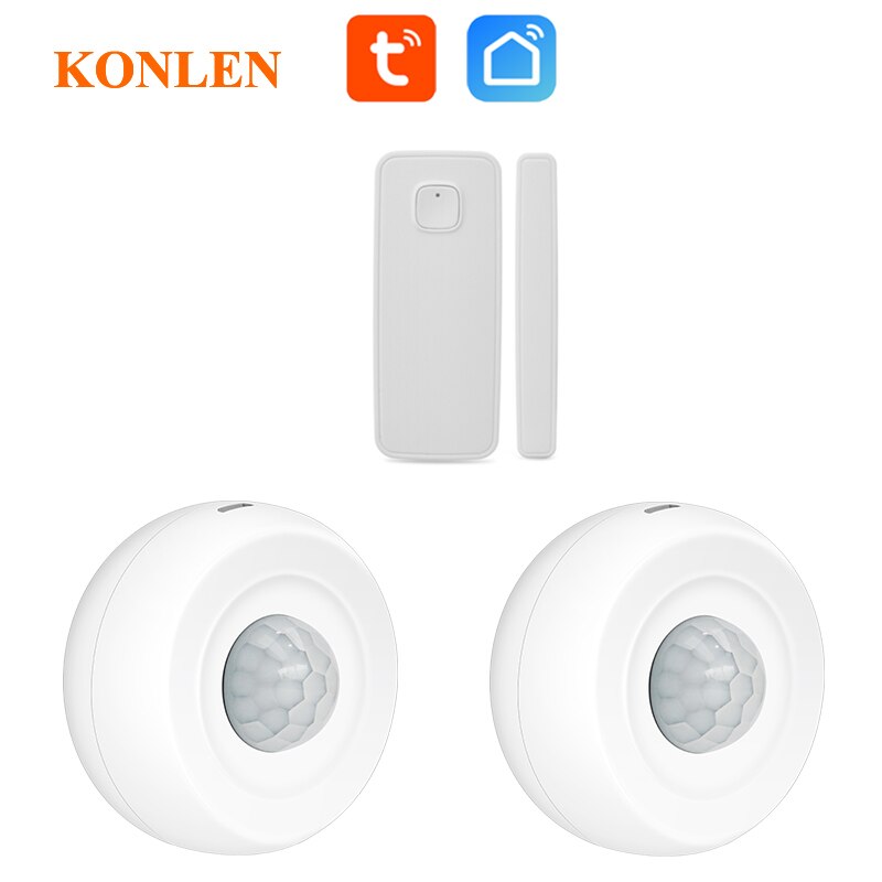 Tuya Smart Life WIFI Door Sensor Magnetic Window Open Entry Alert Infrared PIR Motion Detector Intruder Burglar Alarm Security: 1 Door Sensor 2 PIR