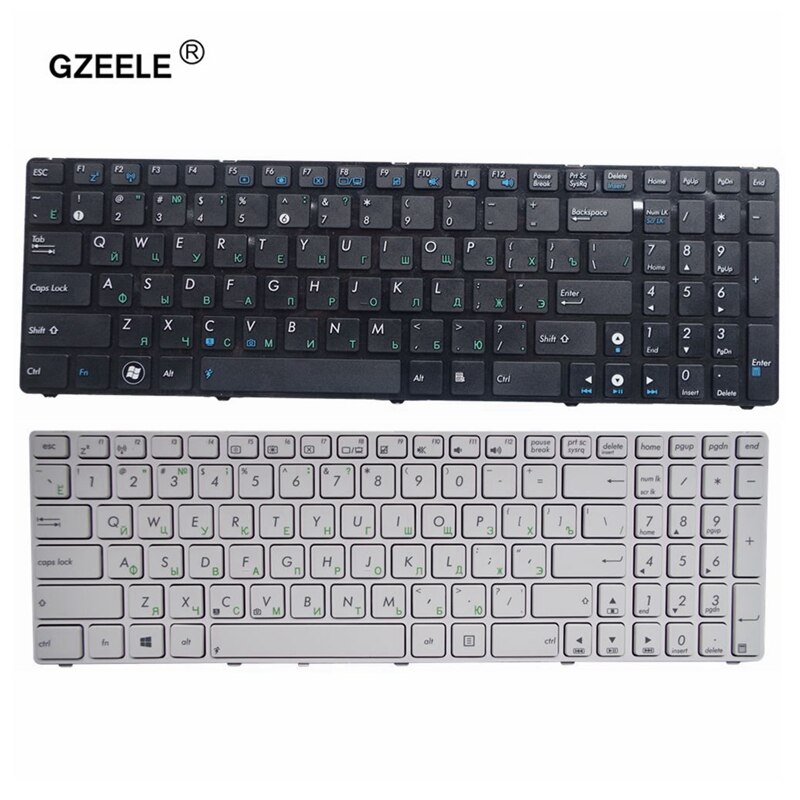 Gzeele til asus  g53s g73s k53sd k53sf k54hr k54hy k54s n71ja n71jq n71jv n71v n71vn russisk bærbar tastatur ru oppsett svart