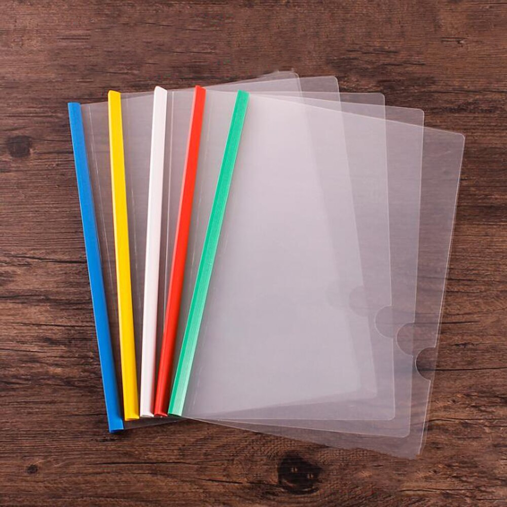 Carpeta de archivos transparente, 4 abrazaderas de barra cargadas, abrazadera de varilla transparente A4, inserción de carpetas de archivos, Informe de libros